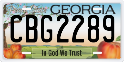 GA license plate CBG2289
