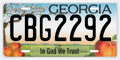 GA license plate CBG2292