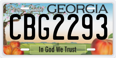GA license plate CBG2293