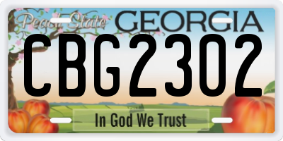 GA license plate CBG2302