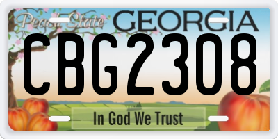 GA license plate CBG2308
