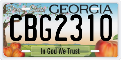 GA license plate CBG2310