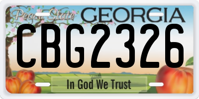 GA license plate CBG2326