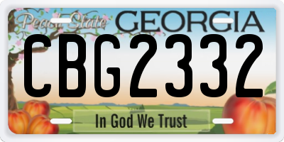 GA license plate CBG2332