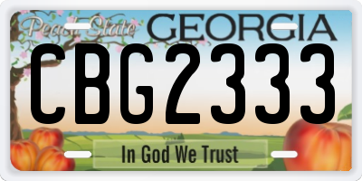 GA license plate CBG2333