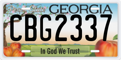 GA license plate CBG2337