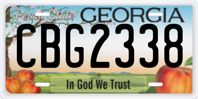 GA license plate CBG2338