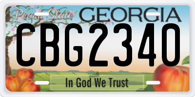 GA license plate CBG2340