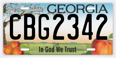 GA license plate CBG2342