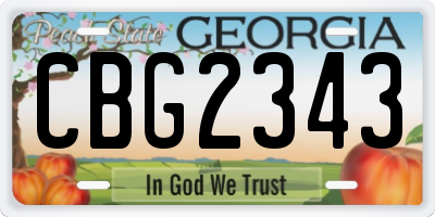 GA license plate CBG2343