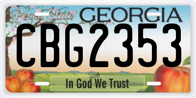 GA license plate CBG2353