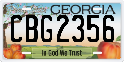GA license plate CBG2356