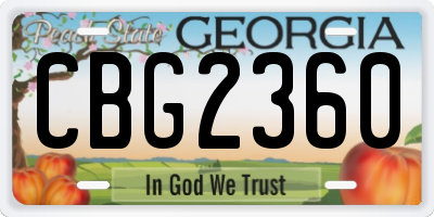 GA license plate CBG2360