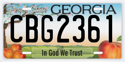 GA license plate CBG2361