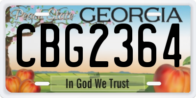 GA license plate CBG2364
