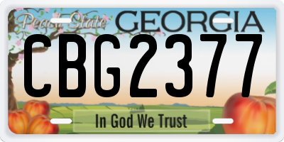 GA license plate CBG2377