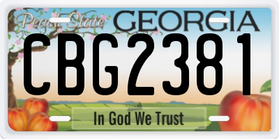 GA license plate CBG2381