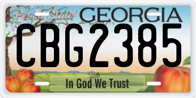 GA license plate CBG2385
