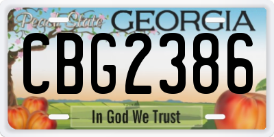 GA license plate CBG2386