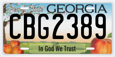 GA license plate CBG2389