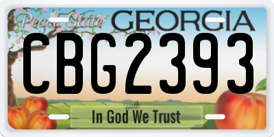 GA license plate CBG2393
