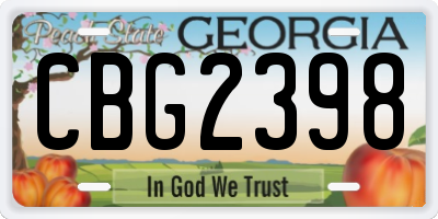 GA license plate CBG2398