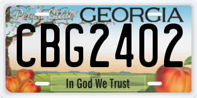 GA license plate CBG2402