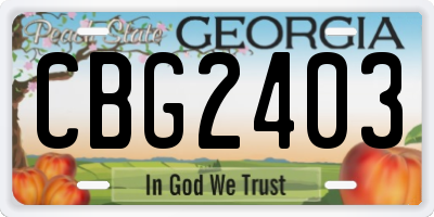 GA license plate CBG2403