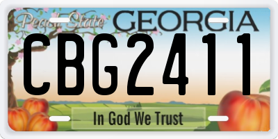 GA license plate CBG2411