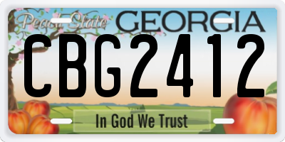 GA license plate CBG2412