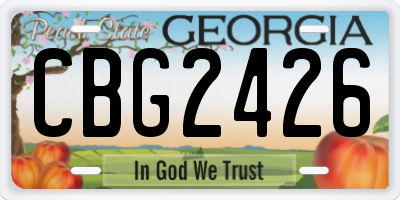 GA license plate CBG2426