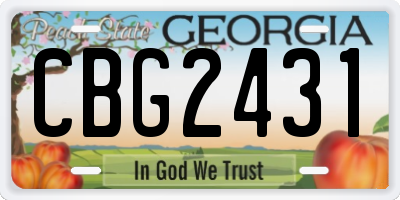 GA license plate CBG2431