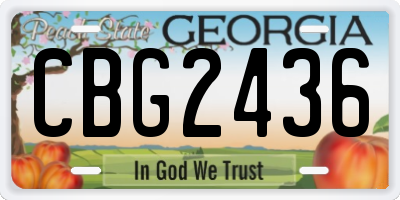 GA license plate CBG2436