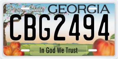 GA license plate CBG2494