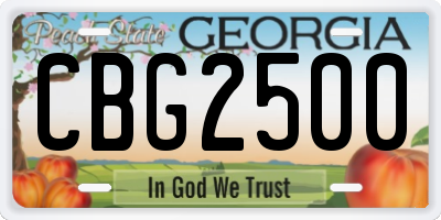 GA license plate CBG2500