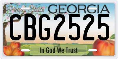 GA license plate CBG2525