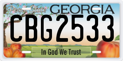 GA license plate CBG2533