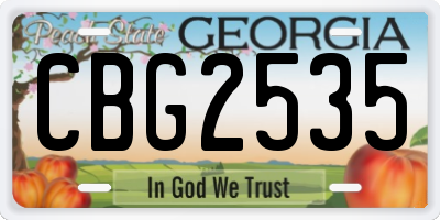 GA license plate CBG2535