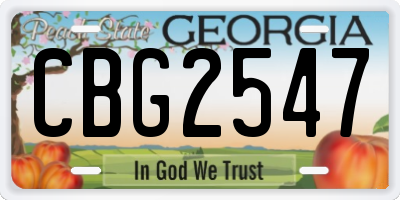 GA license plate CBG2547