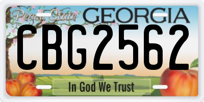 GA license plate CBG2562