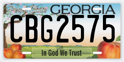 GA license plate CBG2575
