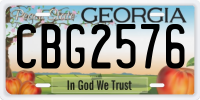 GA license plate CBG2576