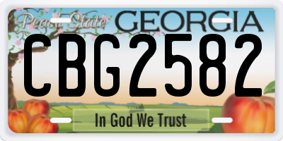 GA license plate CBG2582