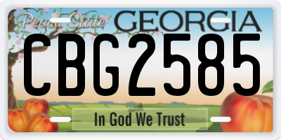 GA license plate CBG2585