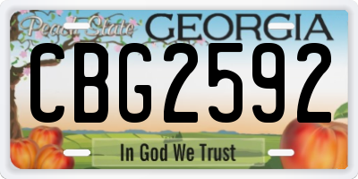 GA license plate CBG2592