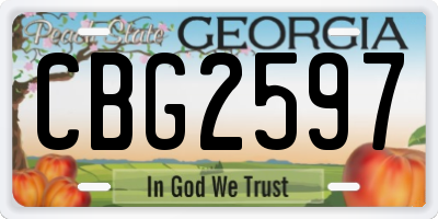 GA license plate CBG2597