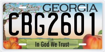GA license plate CBG2601