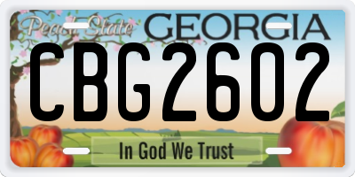 GA license plate CBG2602