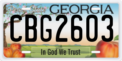 GA license plate CBG2603