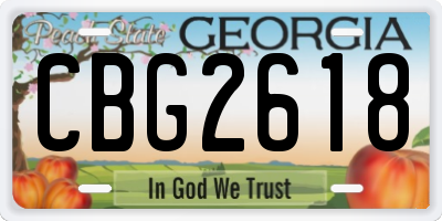 GA license plate CBG2618